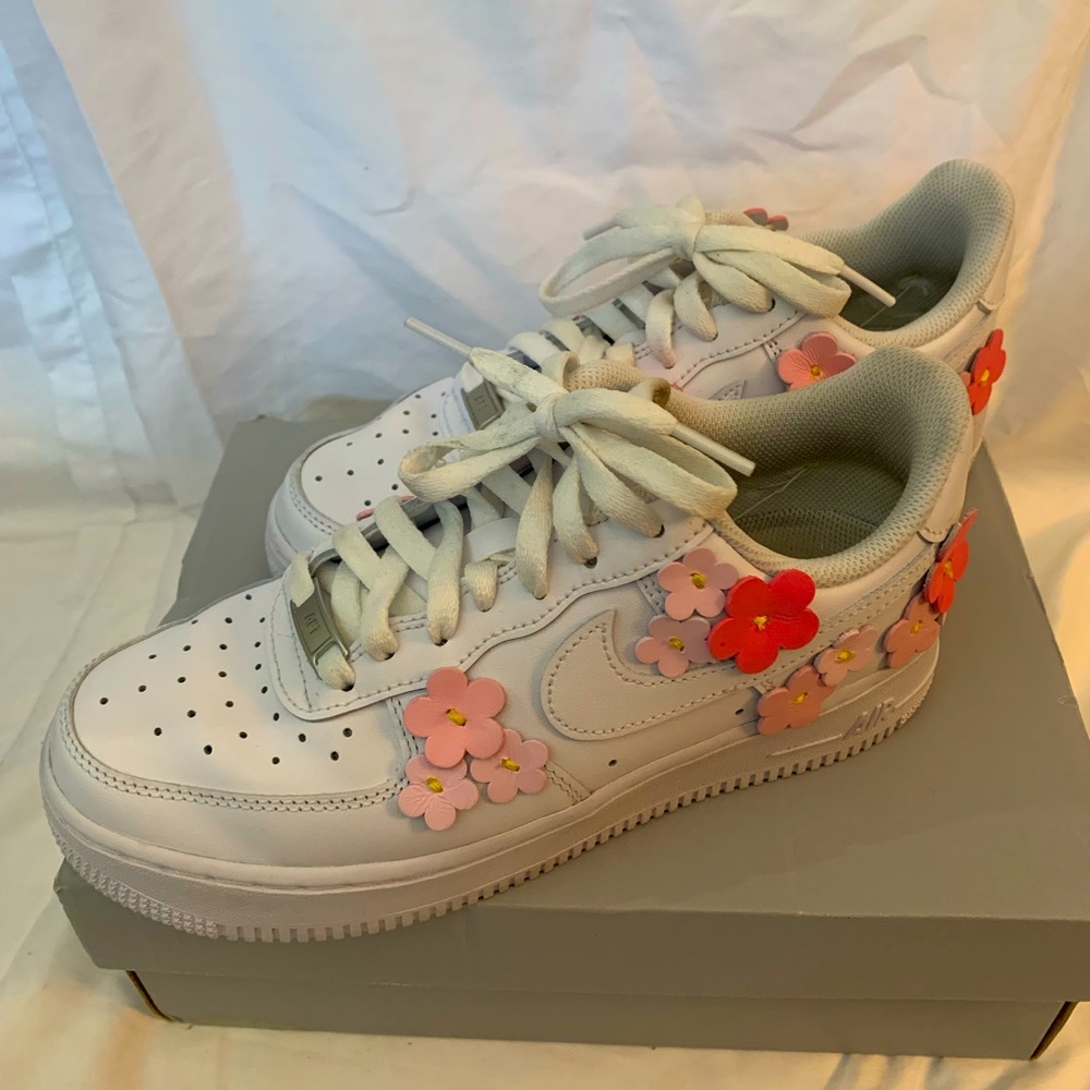 Custom cherry blossom Air Force ones. Woman’s size 8.
